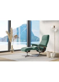 Relaxsessel stressless "View", gr&uuml;n (aqua gr&uuml;n paloma), B:82cm H:109cm T:81cm, Leder PALOMA: PALOMA ist ein durchgef&auml;rbtes Semianilin-M&ouml;belleder mit nat&uuml;rlicher Narbung., Sessel, Relaxsessel, mit Hocker, mit Cross Base, Gr&ouml;&szlig;e S, M & L, Holzakzent Wenge