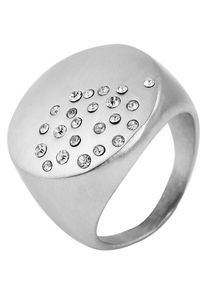 Fingerring Akzent "aus Edelstahl mit Similibesatz" Gr. 60, silber (silberfarbig), Fingerringe, Damen, 60, Edelstahl, Fingerring