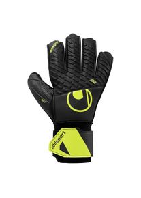 Torwarthandschuhe UHLSPORT "Torwarthandschuhe FM Soft Flex Frame Junior", Kinder, Gr. 5, schwarz (schwarz, fluo gelb), Obermaterial: 81% Gummi rubber. 13% Polyester PES. 6% Nylon NY., Handschuhe Torwarthandschuhe
