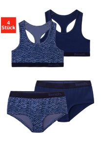 Set: Bustier Bench., M&auml;dchen, Gr. 158/164, N-Gr, blau (navy), Obermaterial: 95% Baumwolle, 5% Elasthan, gemustert, unifarben, figurbetont, BH-Sets Set: Bustier, in tonigem Zebramuster