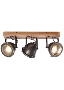 Brilliant Deckenstrahler "Carmen Wood", braun (burned steel, holz), 3, H: 18,5cm, 1 Stk., Leuchten, Spotbalken 3flg burned steel/holz, Deckenstrahler
