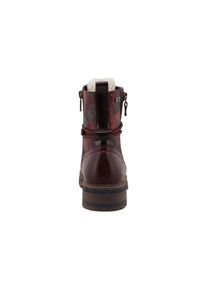 Winterboots Mustang Shoes "Stiefel", Damen, Gr. 39, rot (bordeaux multi), Lederimitat, Textil, Schuhe Winterboots, Blockabsatz, Boots mit schaftumwickelnden Schn&uuml;rsenkeln