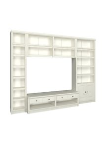 Wohnwand OTTO HOME "Soeren, 1 Standregal, 1 Wandregal, 1 TV-Lowboard, 1 B&uuml;cherregal", wei&szlig; (cremewei&szlig;), B:278cm H:220cm T:45cm, Massivholz, Kastenm&ouml;bel-Sets, Wohnwand, aus massiver Kiefer, T/B/H 45cm/ 278cm/ 220cm