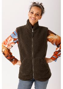 Pl&uuml;schweste Aniston CASUAL, Damen, Gr. 42, braun, Pl&uuml;sch, Obermaterial: 100% Polyester. Futter: 100% Polyester, unifarben, l&auml;ssig geschnitten h&uuml;ftlang, Westen Pl&uuml;schweste, mit Stehkragen - NEUE KOLLEKTION