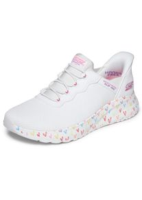 Slip-On Sneaker Skechers "BOBS SQUAD CHAOS", Damen, Gr. 39, wei&szlig;, Textil, kontrastfarbene Details, Schuhe Slip-On Sneaker, Freizeitsneaker, Slipper, Schlupfschuh mit Memory Foam-Innensohle