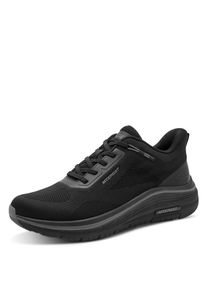 Slip-On Sneaker Marco Tozzi, Herren, Gr. 43, schwarz, Synthetik, Textil, Schuhe Slip-On Sneaker, Freizeitschuh, Halbschuh, Slipper mit Logo-Aufn&auml;her