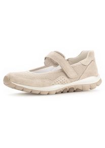 Riemchenballerina Gabor, Damen, Gr. 39, ungef&uuml;ttert, beige, Textil, Veloursleder, Schuhe Riemchenballerina, Klettschuh, Freizeitschuh, Komfortschuh mit Lochmuster