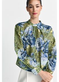 Schlupfbluse RICHROYAL, Damen, Gr. 36, urban lime, Web, Obermaterial: 78% Baumwolle, 22% Seide, normal, Rundhals, Manschette, Blusen Schlupfbluse, mit Pfingstrosenprint, Seiden-Anteil