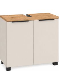 Waschbeckenunterschrank Schildmeyer "Saga, mit f&uuml;hlbarer Holzstruktur, Breite 65 cm, Made in Germany", cremebeige, eiche landhaus, B:65,1cm H:61,6cm T:35cm, FSC-zertifizierter Holzwerkstoff, Schr&auml;nke, Waschbeckenunterschrank, Eiche Landhaus Dekor mit f&uuml;hlbarer Struktur, Made in Germany