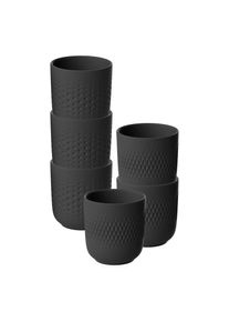 Villeroy & Boch Becher VILLEROY & BOCH "Becher Manufacture Collier 290 ml 6er Set schwarz", schwarz, B:8,5cm H:8,9cm &Oslash;:8,5cm, Porzellan, Trinkgef&auml;&szlig;e, Becher, Sp&uuml;lmaschinengeeignet, Mikrowellenfest