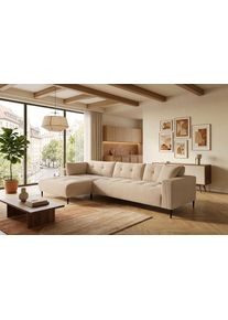 Ecksofa TRENDS BY HG "Leo, B: 309, in Cord und Chenille", beige (b800 zoom 1 cream), B:309cm H:79cm T:158cm, 92% Polyester;8% Nylon, Sofas, Ecksofa