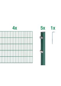 Doppelstabmattenzaun Alberts "Grundset", gr&uuml;n, H:140cm, Stahl, Zaunelemente, Doppelstabmattenzaun, H&ouml;he: 80-200 cm, Gesamtl&auml;nge: 4-30 m, zum Einbetonieren