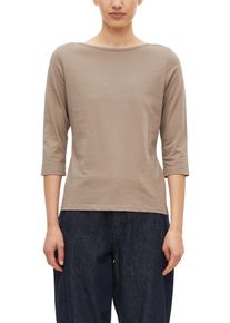 3/4-Arm-Shirt s.Oliver, Damen, Gr. 42, beige (taupe), Web, Obermaterial: 100% Baumwolle, unifarben, normal h&uuml;ftbedeckend, U-Boot-Ausschnitt, abgesteppte Kante, Shirts 3/4-Arm-Shirt, mit U-Boot-Ausschnitt / Baumwolle