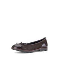 Ballerina Gabor, Damen, Gr. 38,5, Textil, braun (mocca), Lackleder, Ziegenveloursleder, Schuhe Ballerina, Blockabsatz, Businessmode, Schl&uuml;pfschuh mit Zierschleife