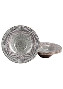 Teller Creatable "Allegra Magic, Gourmetteller, 4-tlg.", grau (magic sand), Steinzeug, Speiseteller, Teller, Moderne Coupeform, Reaktivglasur