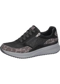 Waldl&auml;ufer Schn&uuml;rschuh WALDL&Auml;UFER "H-Macie", Damen, Gr. 7,5 (41), schwarz (schwarz, grau, leo), Synthetik, Veloursleder, Schuhe Schn&uuml;rschuh, Sneaker mit Schn&uuml;rung und Rei&szlig;verschluss, H-Weite