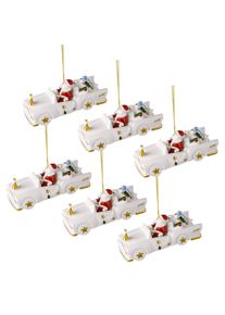 Villeroy & Boch Weihnachtsfigur VILLEROY & BOCH "Ornamente Cadillac 2026 Christmas Classics 5,3 x 11,7 x 4,8 cm 6er Set wei&szlig;-gold", wei&szlig;, gold, B:11,7cm H:4,8cm T:5,3cm, Dekofiguren, Weihnachtsfigur, Nur Dekoration
