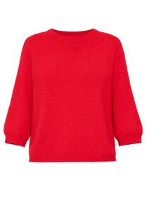 Rundhalspullover SASSYCLASSY "Strickoberteil", Damen, Gr. M-38, rot, Weitere Stoffart, Obermaterial: 45% Polyacryl PAN. 30% Polyamid PA. 22% Alpaka WP. 3% Elasthan EL., h&uuml;ftlang, Pullover Rundhalspullover, Weicher Pullover mit halblangen &Auml;rmeln und Rundhalsausschnitt