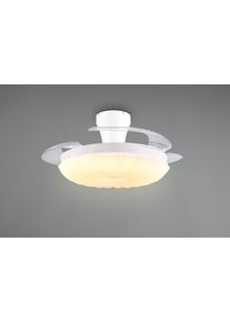 REALITY LEUCHTEN LED Deckenleuchte "KIRUNA mit Ventilator, Deckenventilator mit ausklappbaren Fl&uuml;geln 30W", wei&szlig;, 1, &Oslash; 106cm H: 30,5cm, 1 Stk., Leuchten, &Oslash; 49-106 cm (aufgeklappt), 6 Stufen, LED 32W CCT dimmbar Timer Fernb., LED Deckenleuchte