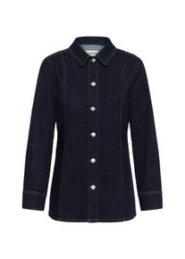 Langarmhemd Soaked in Luxury "Damen Langarm - Hemd SLSabino", Damen, Gr. S, N-Gr, blau (dunkelblau denim), Obermaterial: 94% Baumwolle CO. 5% Polyester PES. 1% Elasthan EL., Hemden Langarmhemd