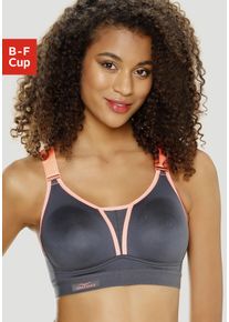 Sport-BH Venice Beach "ohne B&uuml;gel aus COOLMAX-Material", Damen, Gr. 85, Cup B, orange (anthrazit, koralle), Microtouch, Obermaterial: 90% Polyester (COOLMAX), 10% Elasthan (LYCRA), BHs Sport-BH, mit breiten Tr&auml;gern, gro&szlig;e Gr&ouml;&szlig;en, starker Halt