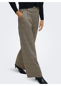 Jacqueline de Yong Anzughose JDY "JDYGEGGO MIA LONG CHECK PANT JRS NOOS", Damen, Gr. XL (42), L&auml;nge 30, braun (sandshell checks:new square check), Web, Obermaterial: 84% Polyester, 10% Viskose, 6% Elasthan, kariert, kn&ouml;chellang, Hosen Anzughose