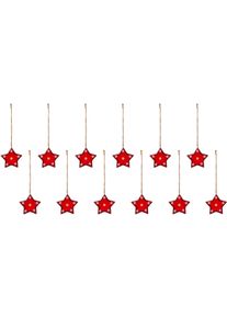 Dekostern CREATIV DECO "Weihnachtsstern, Weihnachtsdeko rot, Christbaumschmuck", rot, B:9,5cm H:9,5cm T:0,5cm, Keramik, Dekosterne, Dekostern, mit Schneeflocken-Design