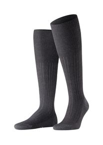 Kniestr&uuml;mpfe Falke "Bristol Pure", Herren, Gr. 45-46, grau (3080, anthrazit melange), Obermaterial: 91% Schurwolle, 9% Polyamid, unifarben, Socken Kniestr&uuml;mpfe, mit Merinowolle und Seide, feine Rippenstruktur