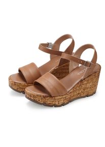 Sandalette Lascana "Sommerschuh, offener Schuh, Sandale, Keilsandalette", Damen, Gr. 35, Synthetik, braun (camelfarben), Obermaterial: 100% Schafsleder. Decksohle: 100% Lederimitat. Futter: 100% Synthetik. Laufsohle: 100% Synthetik, unifarben, Basic, Schuhe Sandalette, aus Leder mit Keilabsatz in Kork-Optik