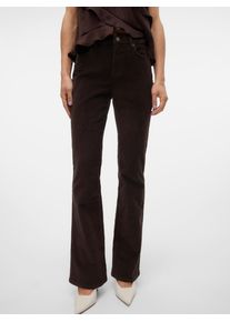 V&eacute;ro Moda Cordhose VERO MODA "VMFLASH MR FLARED CORDUROY PANTS NOOS", Damen, Gr. 26, L&auml;nge 30, braun (chocolate torte), Cord, Obermaterial: 98% Baumwolle, 2% Elasthan, unifarben, lang, Hosen Cordhose, Baumwollmischung