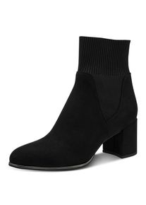 Stiefelette Marco Tozzi, Damen, Gr. 42, schwarz, Textil, Veloursleder, unifarben, Schuhe Stiefelette, Ankle Boots, Herbststiefelette mit stylischem Textil-Einsatz