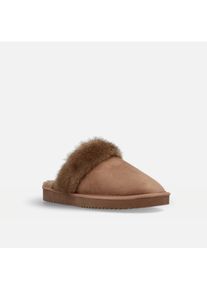 O`Neill Hausschuh O'NEILL "POMNIO WOMEN SLIDER", Damen, Gr. 42, braun (warm taupe), Synthetik, Textil, Schuhe Hausschuh, mit Leo-Muster