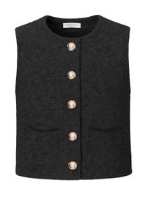 Shirtweste SASSYCLASSY "Boucl&eacute;-Weste mit Taschen", Damen, Gr. S-36, schwarz, Weitere Stoffart, Obermaterial: 62% Polyacryl PAN. 18% Polyester PES. 8% Viskose CV. 8% Wolle WO. 4% Alpaka WP., H&uuml;ftlang, V-Ausschnitt, Westen Shirtweste, Weiche Weste mit goldfarbenen Kn&ouml;pfen Greige Rosa Schwarz Braun