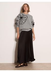 Maxirock Apricot "Langer Rock aus Satin", Damen, Gr. 10, schwarz, gewebt, , Modisch, oversize, R&ouml;cke Maxirock, mit Plissee