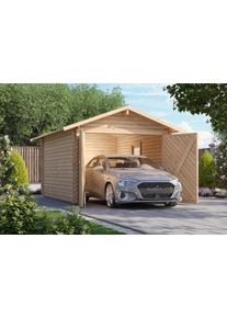 Garage Karibu "Stephan", beige (naturbelassen), Massivholz, Garagen, Garage, BxT: 338x489 cm, 193 cm Einfahrtsh&ouml;he