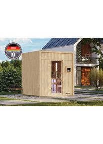 Saunahaus Karibu "Armando", beige (naturbelassen), Saunaofen, externe Steuerung, 9 kW, Saunen, Saunahaus, verschiedene Varianten