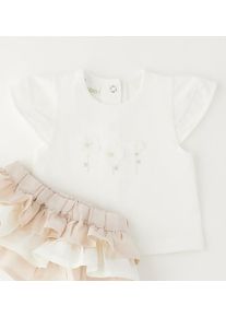 Shorts IDO "BABY GIRL SUMMER SET", M&auml;dchen, Gr. 68, EURO-Gr&ouml;&szlig;en, beige (sanftes wei&szlig;), 95% Baumwolle, 5% Elasthan - 64% Leinen, 36% Baumwolle, Hosen Shorts