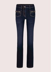 Madeleine Mode Regular-fit-Jeans MADELEINE "Hose Schmale Jeans mit geradem Bein", Damen, Gr. 46, blau (dunkelblau), Modern, slim fit, Jeans Regular-fit-Jeans