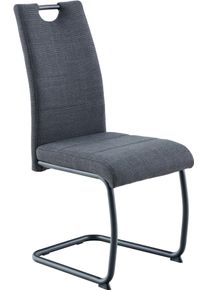 Freischwinger Hela "FLORENZ", grau (anthrazit, schwarz, schwarz, anthrazit), B:43cm H:97,5cm T:61cm, Metall, Polyester, Stoff, St&uuml;hle, Freischwinger, Rundrohrgestell Matching Colour, gepolstert, mit Griff