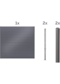 Dichtzaun Alberts "Palitio, Profilh&ouml;he 150 mm", grau (umbragrau ral 7022, zum einbetonieren), H:180cm, Aluminium, Zaunelemente, Dichtzaun, Aluminium, verschiedene Dekore und L&auml;ngen