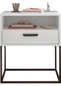 Nachtkommode Schlafkontor "Cudro Nachttisch auf Fu&szlig;gestell", wei&szlig;, B:60cm H:65cm T:38,5cm, Melamin, Sideboards, Nachtkommode, mit einem offenen Fach f&uuml;r schnellen Zugriff