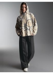 Freizeitanzug TRIGEMA "TRIGEMA Outfit mit floralem Muster", Damen, Gr. XL, beige (natur), Sweatware, 70% Baumwolle, 30% Polyester, Sportanz&uuml;ge Freizeitanzug