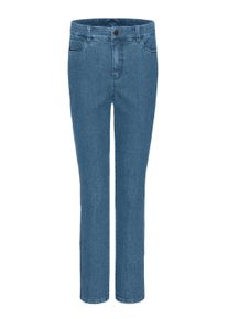 Regular-fit-Jeans GOLDNER "Kurzgr&ouml;&szlig;e Angesagte Jeanshose mit farbenfrohem Galon", Damen, Gr. 25, K-Gr, blau (mittelblau), Obermaterial: 81% Baumwolle CO. 18% Polyester PES. 1% Elasthan EL., normal, Jeans Regular-fit-Jeans, Ohne