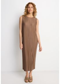 Plisseekleid Lascana "in Midil&auml;nge mit gerader Passform", Damen, Gr. 34, N-Gr, Jersey, braun, Jersey, Obermaterial: 88% Polyester, 12% Elasthan, unifarben, figurumspielend ca. Mitte Wade, Rundhals, Kleider Plisseekleid, Partykleid in Midil&auml;nge, elegantes Midikleid mit Plisseefalten