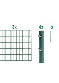 Doppelstabmattenzaun Alberts "Grundset", gr&uuml;n, H:80cm, Stahl, Zaunelemente, Doppelstabmattenzaun, H&ouml;he: 80-200 cm, Gesamtl&auml;nge: 4-30 m, zum Einbetonieren