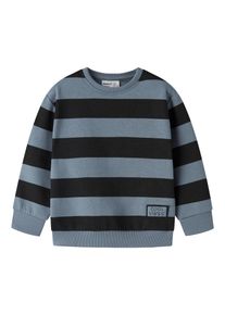 Sweatshirt name it "NMMOZIAS LS NREG SWE BRU PB", Jungen, Gr. 98, blau (blau mirage), Sweatware, Obermaterial: 60% Baumwolle, 40% Polyester, gestreift, regular fit normal, Rundhals, Rippb&uuml;ndchen, Sweatshirts Sweatshirt, Baumwollmischung, regular fit