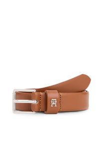 Lederg&uuml;rtel Tommy Hilfiger "SQUARE 2.5 cm breit SILVER", Damen, Gr. 85, cognac, Web, Rindsleder, unifarben, G&uuml;rtel Lederg&uuml;rtel, Gr&ouml;&szlig;enverstellbar durch Schnalle