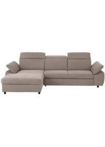 Ecksofa OTTO HOME "Mauritius L-Form", grau (stahlgrau), B:287cm T:178cm, Struktur fein (100% Polyester);Luxus-Microfaser Lederoptik (100% Polyester);Soft clean (98% Polyester, 2% Polyamid), Sofas, Ecksofa, mit Kopfteil- und Armlehnverstellung, Schlaffunktion & Bettkasten