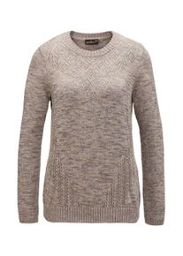 Strickpullover GOLDNER "Kurzgr&ouml;&szlig;e Eleganter Glanzpullover, Ajour-Details", Damen, Gr. 24, braun (camel, melange), Obermaterial: 82% Baumwolle CO. 18% metallisierte Fasern MTF., weit Rippe, Pullover Strickpullover, Sch&ouml;ne Ajour-Elemente im Vorderteil