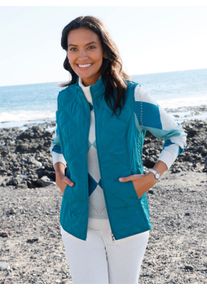 Damen Steppweste mit seitlichen Ziern&auml;hten in aquapetrol ,Gr&ouml;&szlig;e 46, WITT, 100% Polyester. Wattierung: 100% Polyester
